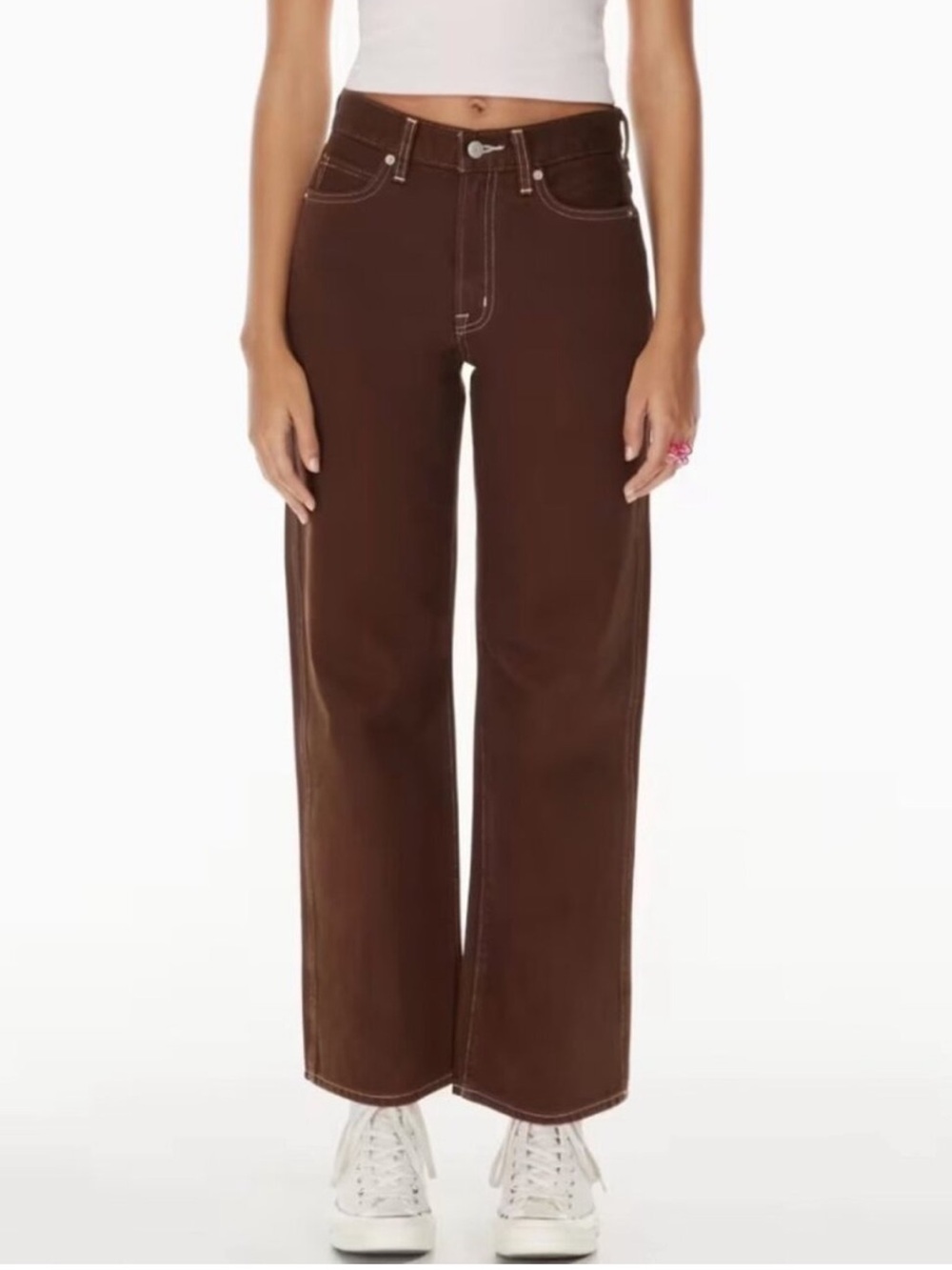 Aritzia Sunday Best High-Rise Straight Leg Chocolate Brown Jupiter Jeans Sz 2